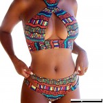 KFSO Sexy Women African Two Pieces Color Print Bikini Set Push-up Padded Bra Swimsuit Bathing Swimwear Multicolor B07D16WM1R